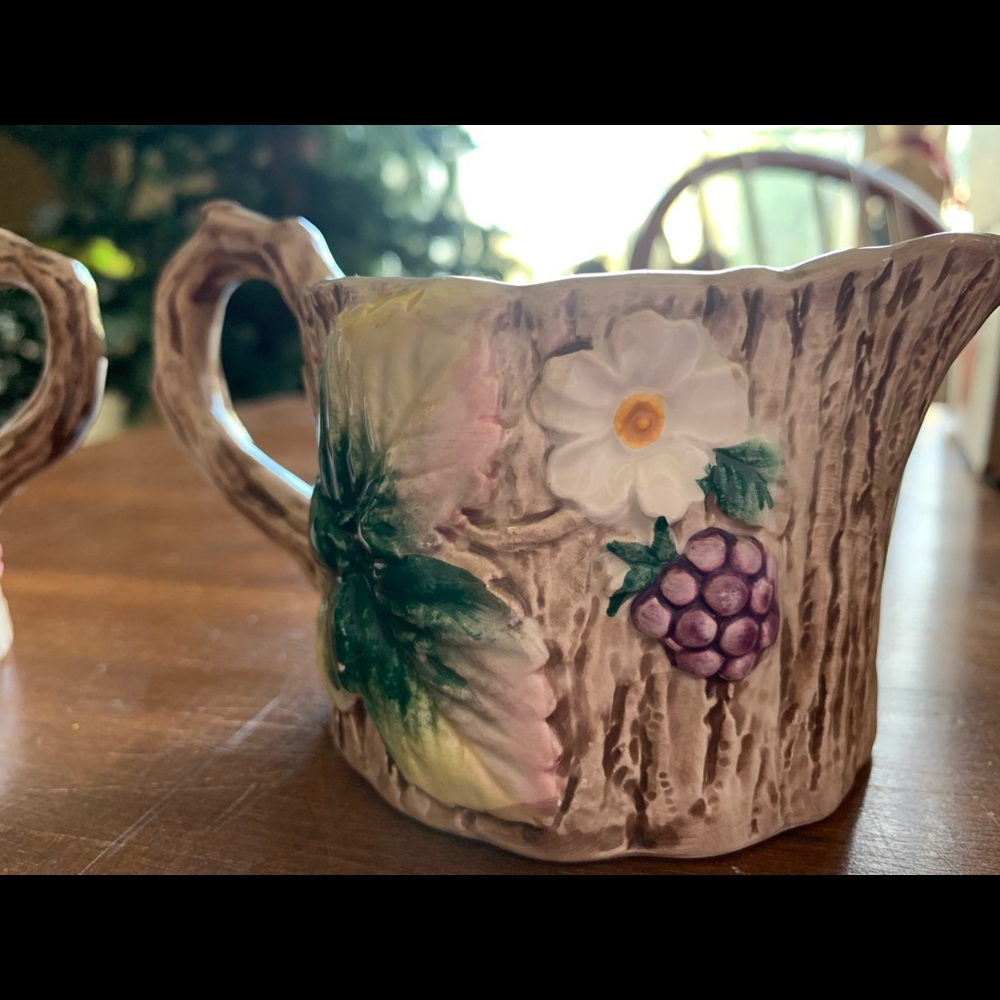 Vintage Fitz & Floyd Woodland Berries & flowers Creamer & Sugar bowl - Picture 5 of 10